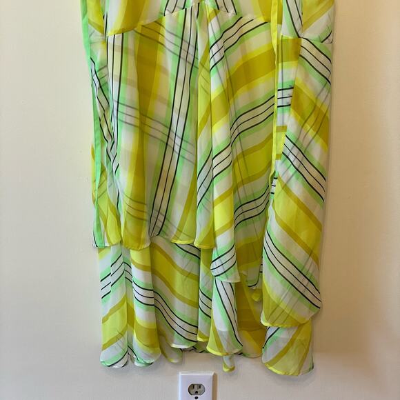 Christopher John Rogers 24W summer dress plaid academia chartreuse tassel - Picture 7 of 7